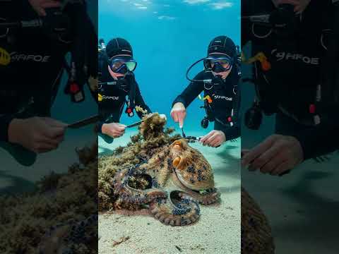 Scuba Divers Rescue Trapped Octopus In Need! #Rescue #animals #Wildlife