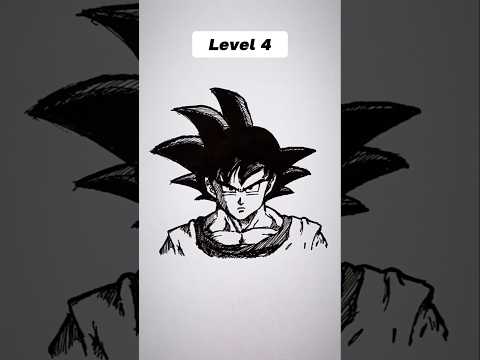 How to Draw Goku in different levels 😳 #shorts #anime #drawing