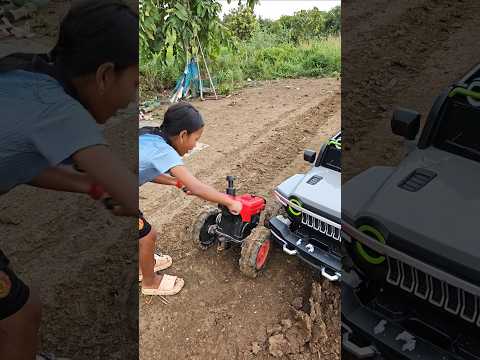 Eva drives a tractor out of gas, luckily Oun Mey came to help #shorts