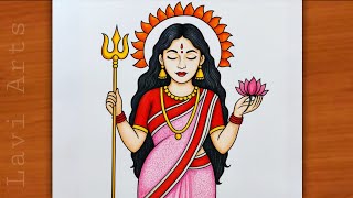 How to draw maa Durgaa | durga mata drawing| Navratri drawing| God drawing| Parvati Drawing | Chitra