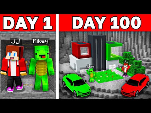 How Mikey and JJ Survived 100 Days in a CAVE ONLY in Minecraft ?! - Maizen JJ Mikey Challenge!