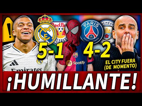 😱EL PSG HUMILLA AL CITY DE GUARDIOLA - PSG 4-2 MAN.CITY ¡EL MADRID GOLEA Y APLASTA AL SALZBURGO 5-1!