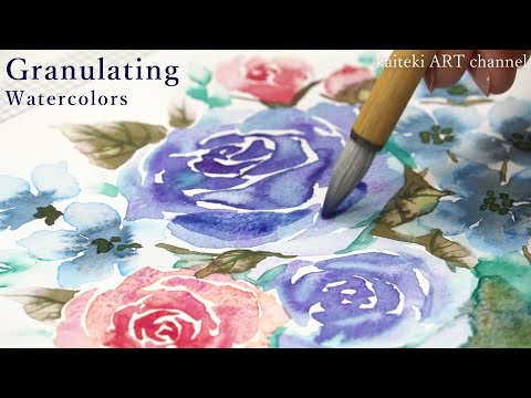 呉竹の新作分離色水彩絵具レビュー🎨線画なしで簡単！バラやお花の描き方解説！ How to Draw Roses and Flowers with Granulating Watercolors