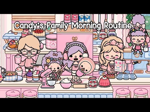 Candy’s Family Morning Routine at Sugar Pink Essential Home 🍭🏠 Toca Life World | Toca Boca