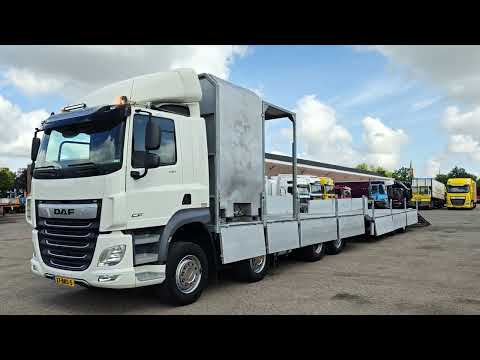 DAF CF 430 FAX 8x2/6 Dagcabine Euro6D - Machine Transporter + 2assige Aanhanger - Hydraulische Rampen - Afneembare 10.000L WaterTank - 20.000km! Origineel | Vrachtwagens | Autotransporter