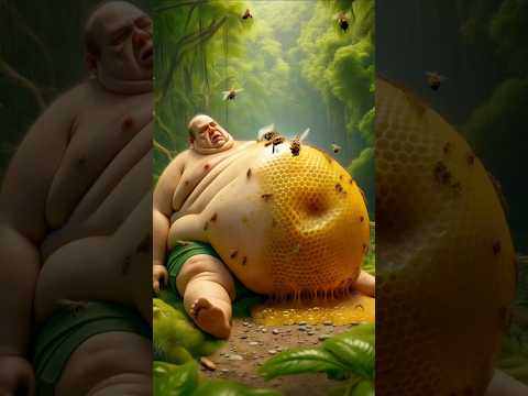 Lazy man and Goat | bees attack on fat man | #motu #fatman #shorts #lazyman #bee