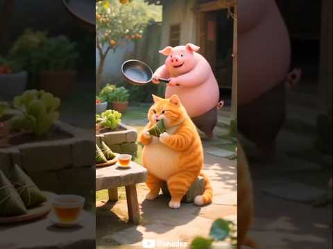 Cat caught the pig #shorts #shortvideo #orangecat