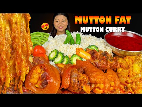 Eating Juicy Mutton Fat Curry With Rice | Spicy Mutton Curry, Etra Gravy & Salad | Nepali Mukbang