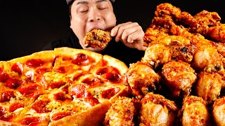 굽네 오븐바사삭닭다리와 고추바사삭순살 그리고 페퍼로니피자 먹방~!! Spicy Basasak Chicken, Oven Chicken, Pepperoni Pizza