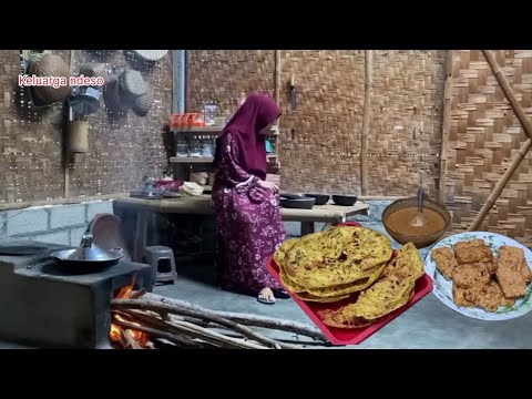 Membuat nasi pecel , peyek udang rebon,untuk sarapan pagi, nikmat luar biasa,masakan desa
