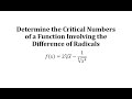Differentiation and Critical Numbers