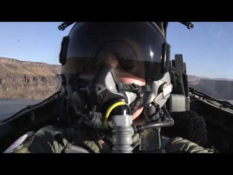 F-15E Strike Eagles flying over Mountain Home Air Force Base and the surrounding area.