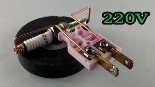 5 New Ideas create 220volt free electricity energy at home use spark plug & magnet