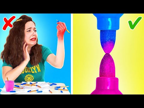 GENIUS SCHOOL HACKS FOR SUCCESS || Smart Art Hacks for Students By 123GO!LIVE