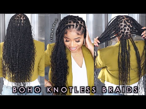 DIY Waist-Length Boho Knotless Braids LIKE THE BRAID SHOP!