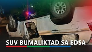 SUV bumaliktad sa kahabaan ng EDSA; driver inantok