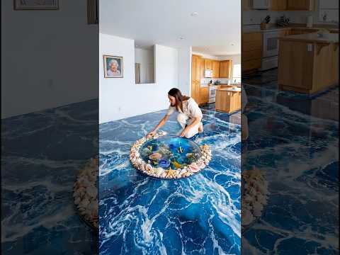 I Put an Aquarium in My Living Room Floor?! ๐๐ Ocean 3D Floor #OddlySatisfying #Aquarium #EpoxyFloor