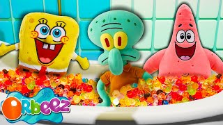 ORBEEZ BATH SpongeBob Plush Movie Marathon! (TRY NOT TO LAUGH!)