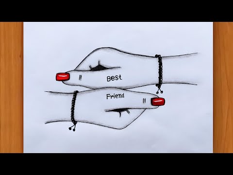 Best friend drawing hand - pencil drawing for begginers | Easy BFF Drawing