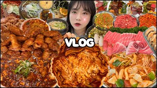 먹방브이로그? 일상브이로그!! 엽떡&허니콤보 먹방, 두끼 떡볶이 먹방, 짬뽕,탕수육,마파두부 중식 먹방, 참치 먹방, 냉면 먹방, 디저트 먹방, 울산부산맛집 MUKBANG VLOG