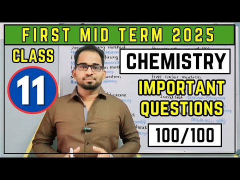 11th Chemistry first mid term 2025 important questions | 11th 1st mid term important questions 2025