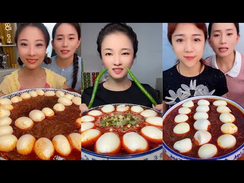 ASMR Chinese Food Eating Glass Noodles + Boiled EGGS (chewying) With Sauce Mukbang