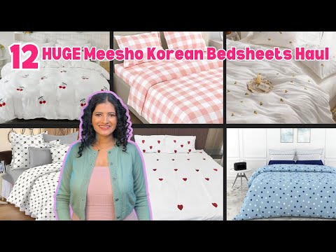 12 HUGE Bedsheet haul | cotton bedsheet haul amazon | Korean Bedsheet haul | Aesthetic bedsheet haul