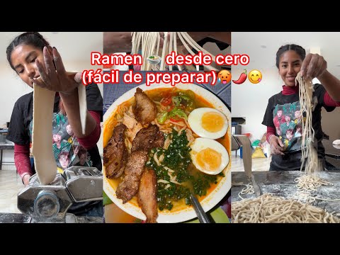 Hicimos tallarín y preparamos el mejor ramen 🍲 🥵🌶️ (casi me atoro al final)