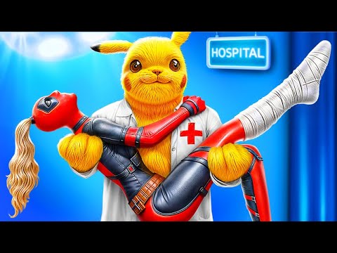 Deadpool e Harley Quinn no hospital dos super-heróis! Médico bom vs médico mau!