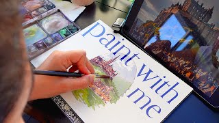 escape to a magical world 🧚🏼‍♀️ watercolor PAINT WITH ME || relaxing art vlog