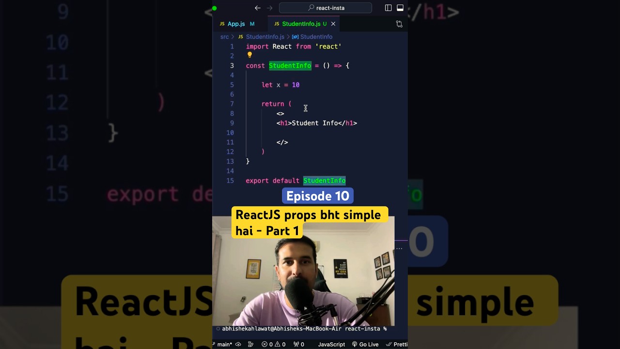 ReactJS Props Explained for beginners 😀 #reactjs #reactjstutorial