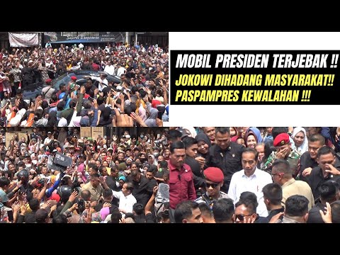 MOBIL PRESIDEN TERJEBAK, KERUMUNAN MASYARAKAT CEGAT PRESIDEN #jokowi #rajajawa