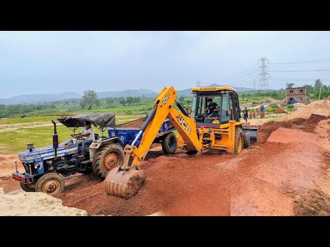Jcb 3dx Machine Working Mud Loading With Mahindra and Swaraj Tractor | Jcb and Tractor Cartoon Video