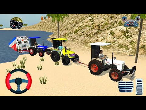 Indian Truck stuck in sea three tractors rescue the Indian Truck#tractor #tractorgame #gaming #viral
