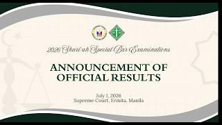 Announcement of Official Results of the 2026 Shari'ah Special Bar Examinations