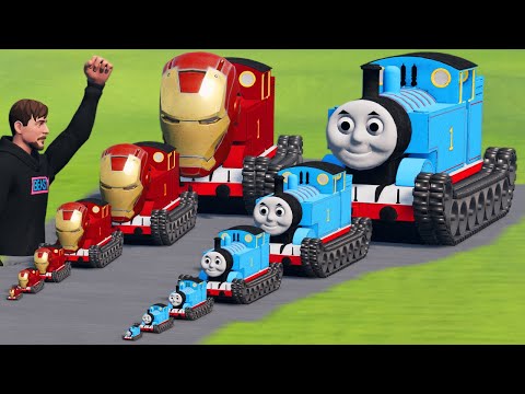 Big & Small Thomas the TANK vs Iron Man the TANK vs MrBeast | BeamNG.Drive