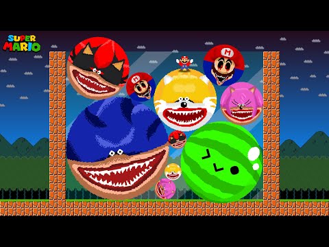 Mario vs. the Watermelon Game but with Horror Characters - SUIKA GAME