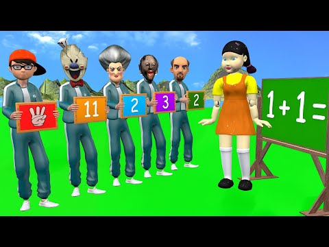 Scary Teacher 3D vs Squid Game Trying Math Genius vs Jump Up Level Max 5 Times Challenge
