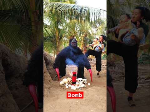 Brave Young Girl Ki.ll Monster Gorilla save a Kid