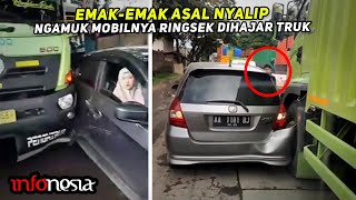 BERULAH LAGI...! Akibat ASAL NYALIP, Mobil Emak-Emak RINGSEK Dihajar Truk