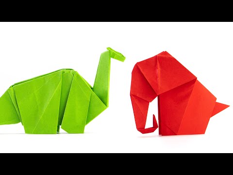 Dinosaur and Elephant origami ( paper animals )