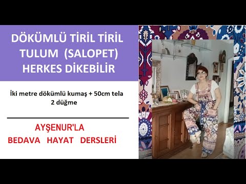 Yaz için Süper Pratik Tulumu Diktim Çok kolay  2 Metre Kumaş Biraz Tela İki düğme