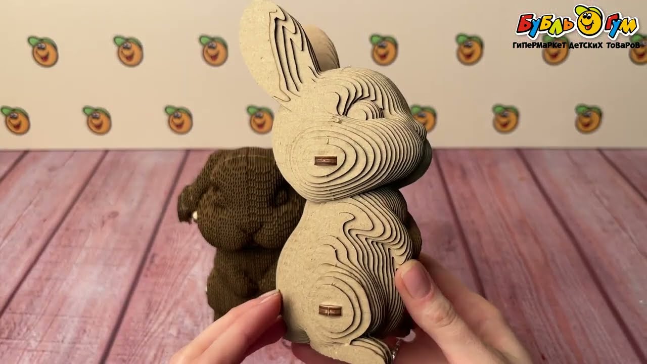Пазл картонный QBRIX 3D Кролики - видео