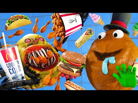 🍔Накорми 😳Четыре Разных 👹МОНСТРА 💩ПОУ?! (Мукбанг)