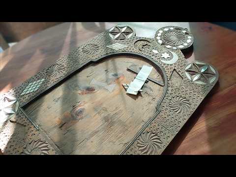 Antique mirror with mother-of-pearl inlay. Restoration.