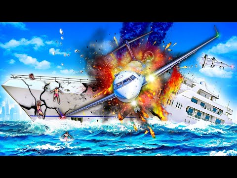 Airplane CRASH Causes Luxury Yacht to SINK in GTA 5!