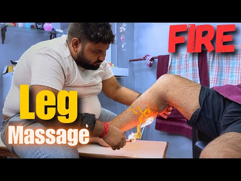 Painkiller Leg Massage to instantly relieve by Shamboo Barber - ASMR Fire Leg Massage