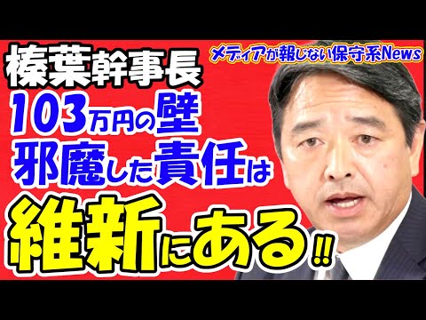 【榛葉賀津也氏】103万円の壁引き上げの邪魔をした責任は維新にある！！維新が自公と合意すれば１０３万円の壁は１２３万円で終了！！参考人招致は約束反故で政局が怒る！！【メディアが報じない保守系News】