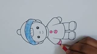 Draw a picture of a boy wearing winter clothes with colored pencils