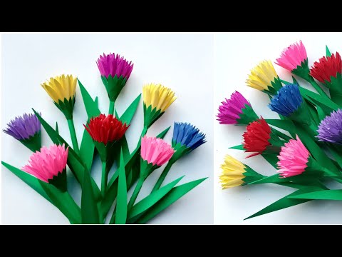 Easy paper flower || Flower making with paper || How to make flowers with paper